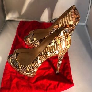 Christian Louboutin Python Peep Toe Heel